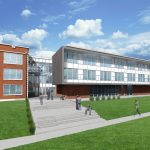 Rendering of new Science and Performing Arts wing, now complete