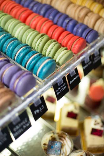 A gamut of the macaron choices.