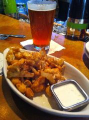 Fried cauliflower and Lakewood Brewery's Hop Trapp at The LOT