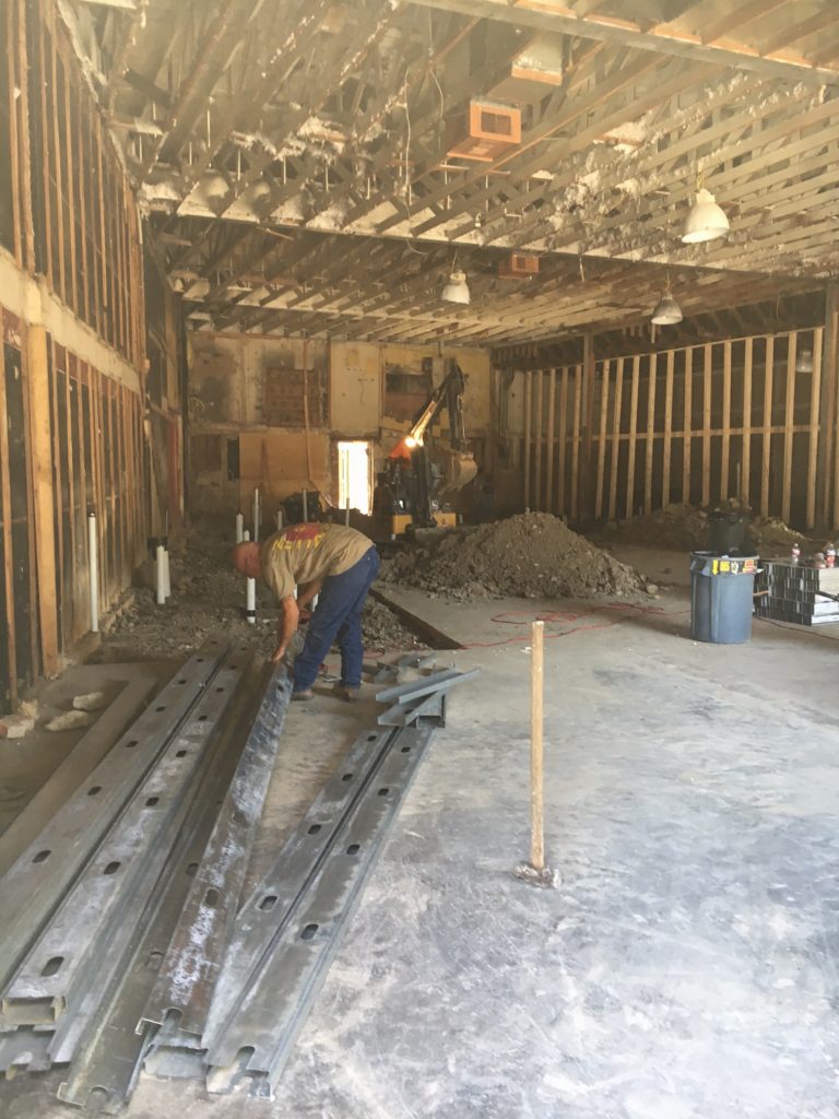 Construction is underway to turn the former Dixie House into Sugarbacon Proper Kitchen (photo by Emily Charrier).
