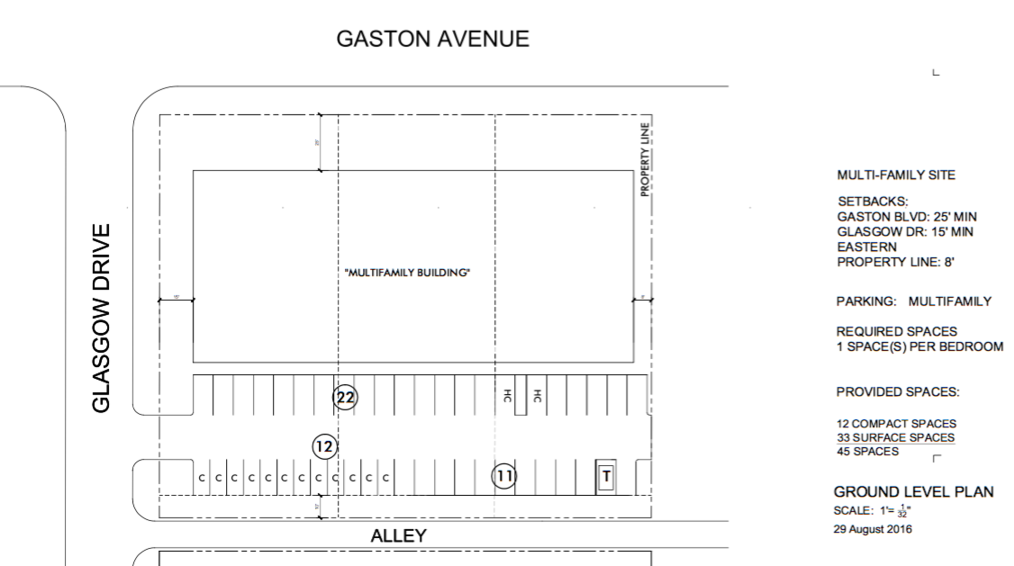 Magnolia's building plans at Gaston and Glasgow. (City of Dallas)