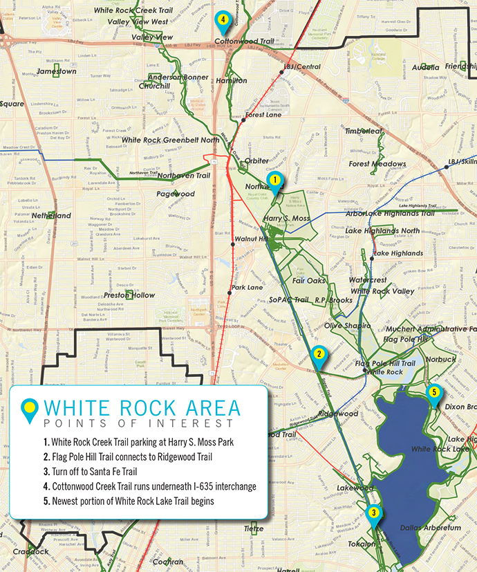 White Rock Area trail map (Map courtesy of the City of Dallas)