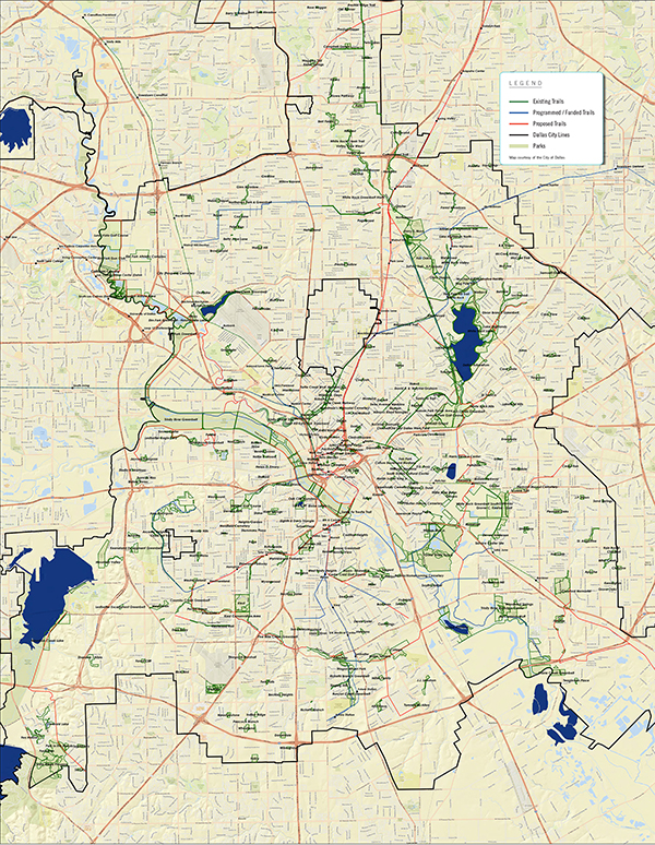 City Of Dallas Comprehensive Trail Map (Map courtesy of the City of Dallas)