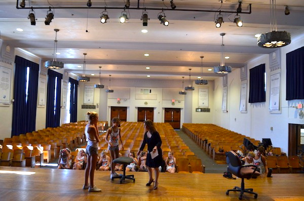 The lighting fixtures inside in auditorium at J. L. Long Middle School. Photo by Brittany Nunn