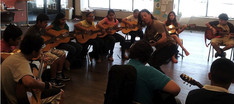 The La Rondalla Advanced Group after recording the Kickstarter CD in early January 2014, with their teacher Kenny Withrow. 