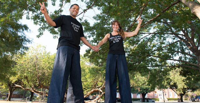 Kristian Craige and Rita Gray on Stilts: Photo by Jacque Manaugh