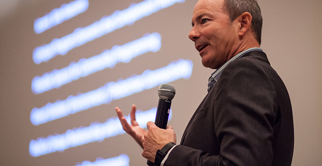 Mike Pratl, Jacobs Project Manager, runs through a gamut of highlights and key initiatives of the recreation wellness center. The typically biannual meeting was hosted by the Dallas Arboretum in Rosine Hall. Photos by Rasy Ran