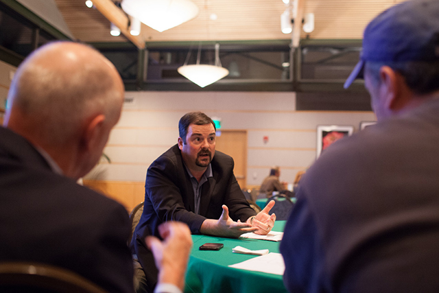 Chappell Jordan, Jacobs Facilities Programmer, addresses some of the questions during the Ferguson Road Initiative November meeting at the Dallas Arboretum. Photos by Rasy Ran