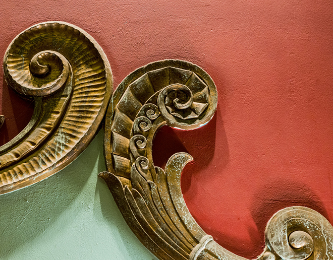 Detail of the Art Nouveau molding above the Lakewood Theater bar: Photo by Danny Fulgencio 