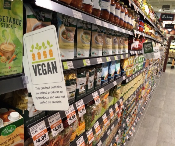 Signage allows customers to easily find products that are vegan, gluten-free or fair-trade, for example.