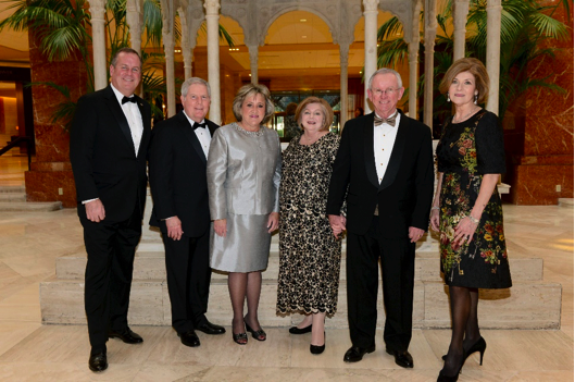From left:  The Catholic Foundation President and CEO Matt Kramer; Bill and Kasey Hollon, Chairs of the 2015 Catholic Foundation Award Dinner; Barbara Leyden; Ed Leyden, 2015 Catholic Foundation Award Honoree; and Vicky Lattner, Chairman of the Foundation’s Board of Trustees, gather at the Hilton Anatole before the Feb. 6 event begins.  Ed Leyden, president at Bishop Lynch High School, received the Catholic Foundation Award for his commitment and service to the Catholic community.
