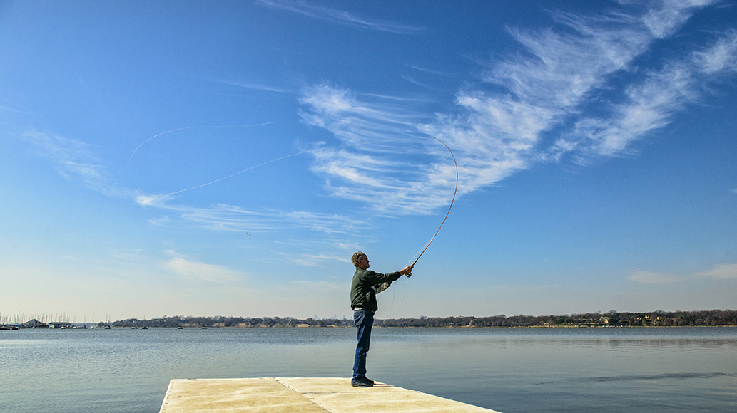 Cliff Hume who was practicing his fly-fishing cast on White Rock Lake. (Photo by Danny Fulgencio)