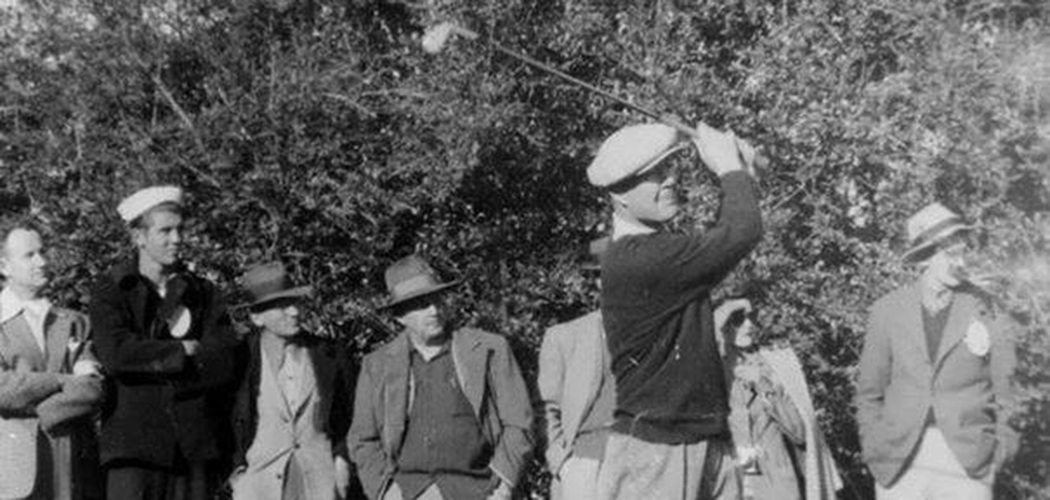 Byron Nelson smashes one for spectators in the 1940s. (Photos courtesy of the AT&T Byron Nelson)