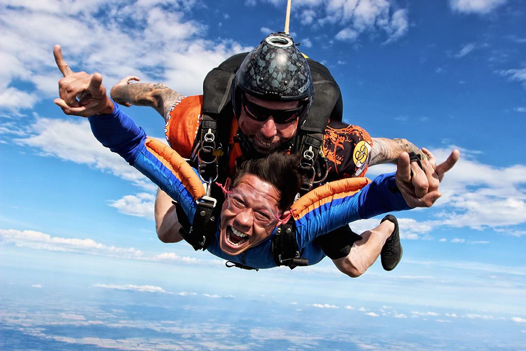 Danny Fulgencio free-falling with Skydive Spaceland Dallas. (Photo by Thad Parker)