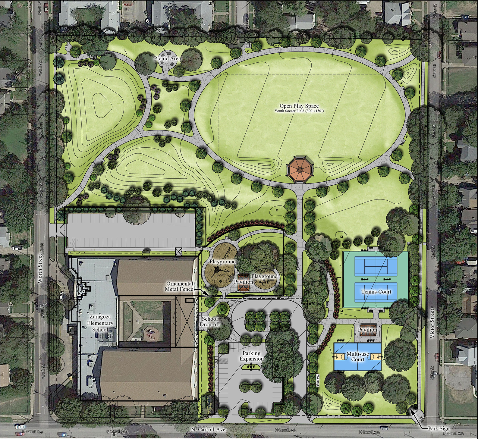An artist rendering of Buckner Park. (Courtesy of the City of Dallas.)