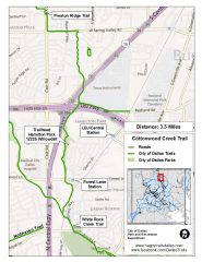 See a larger Cottonwood Creek Trail map at happytrailsdallas.com/trail-maps (Map courtesy of the City of Dallas)