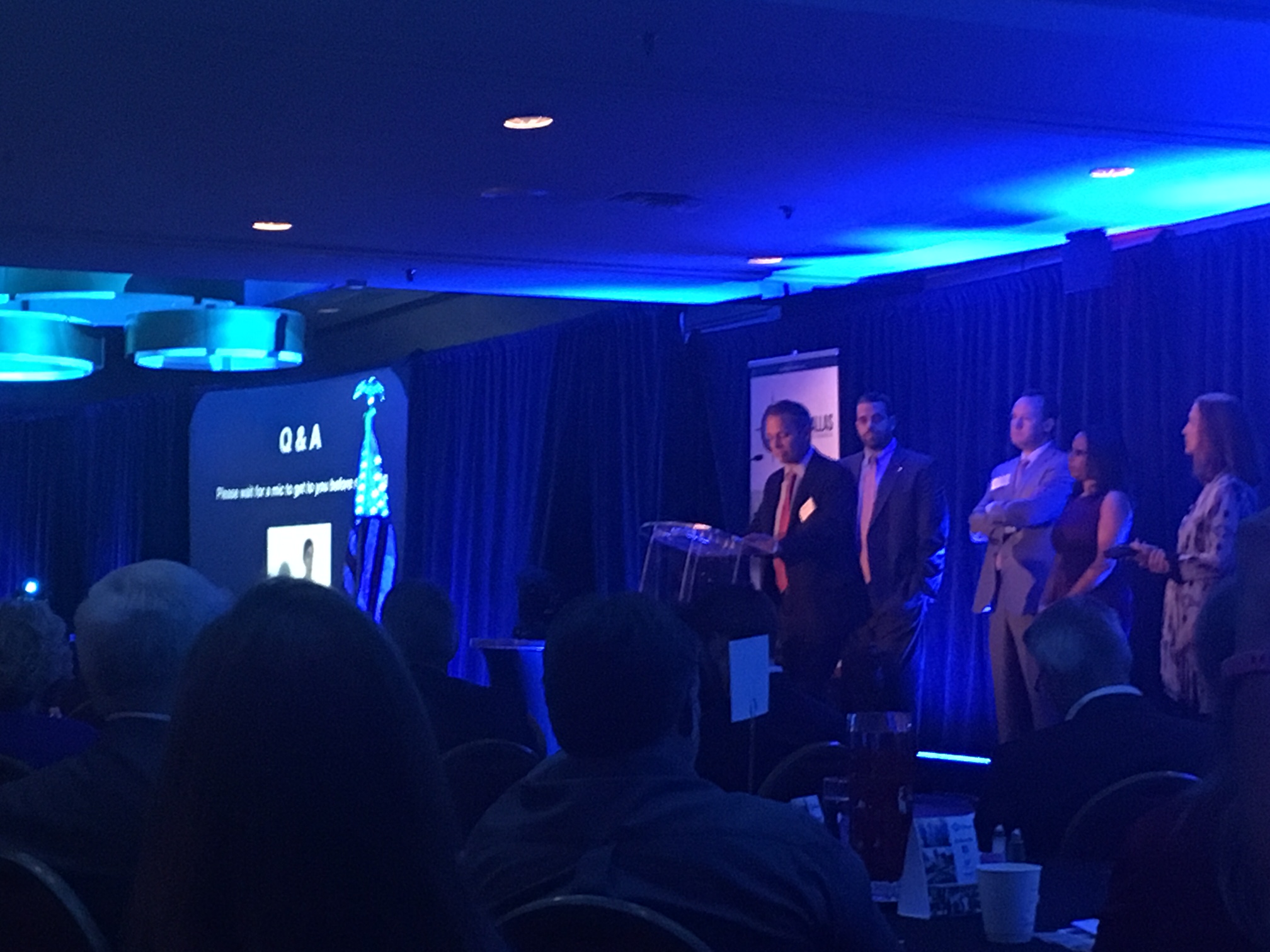 East Dallas City Council members Mark Clayton (speaking), Adam McGough, Philip Kingston and Tiffinni Young at the 2016 Greater East Dallas Chamber of Commerce Economic Summit. (Photo by Emily Charrier/Advocate Media)