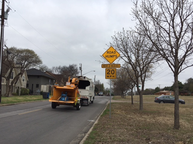 Signs for the new speed bumps on Williamson are not enough to slow drivers down. (Photo by Emily Charrier)