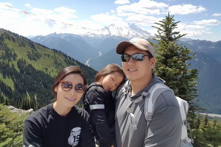 William An, a paramedic at station 19 on East Grand, was shot while on duty in Old East Dallas on May 1, 2017. He's pictured here with his wife, Jayne, and 3-year-old son.