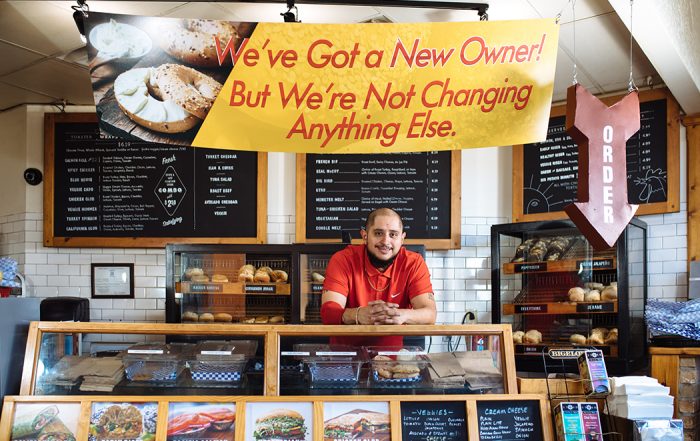 Ruben Gomez went from dishwasher to owner at Benny's Bagels. (Photo by Kathy Tran)