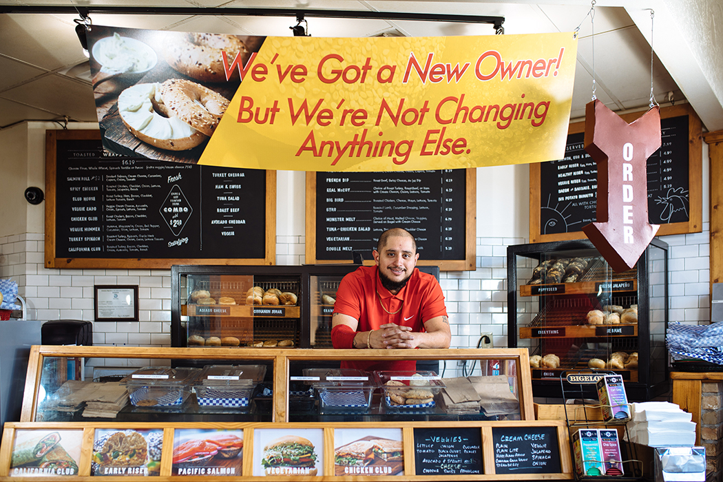 Ruben Gomez went from dishwasher to owner at Benny's Bagels. (Photo by Kathy Tran)