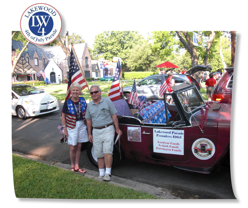 Jack Locklear stands in front of his car decorated for the Lakewood 4th of July parade