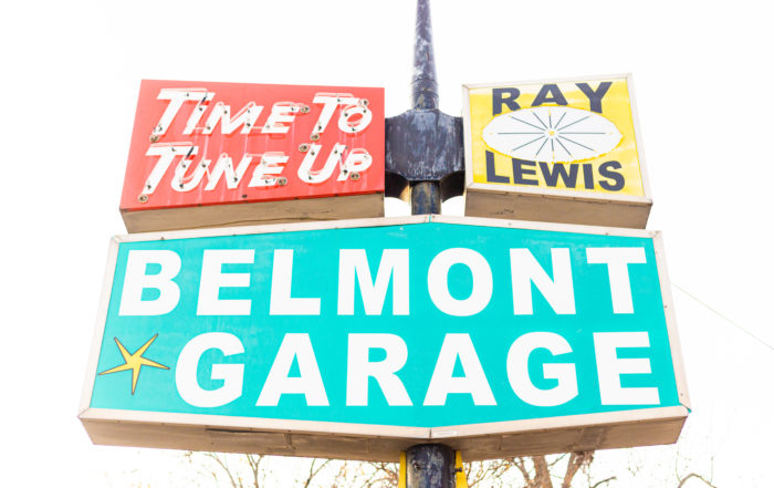 Neon sign for Belmont Garage