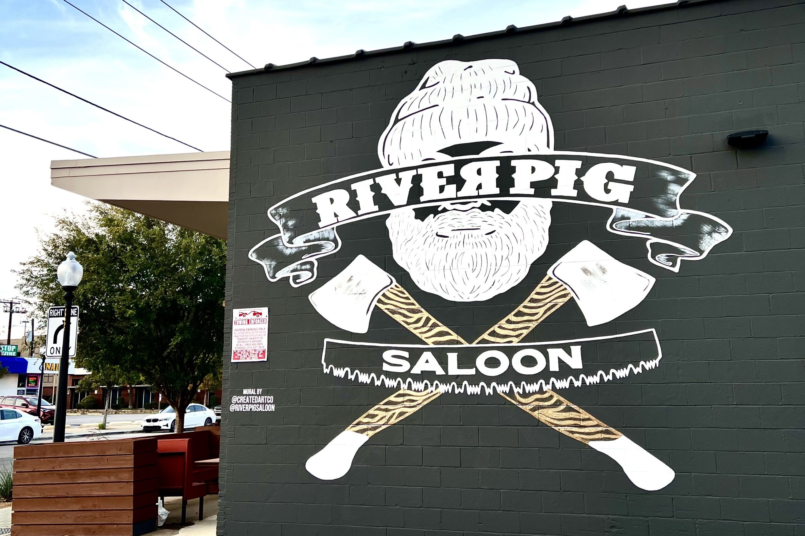 Mural by Rasheal Winters of Created Art Co. at River Pig Saloon on Greenville Avenue