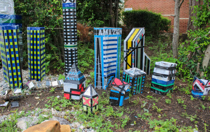 Cardboard mini village behind Torchy’s Tacos in Casa Linda. Photo by Lauren Allen