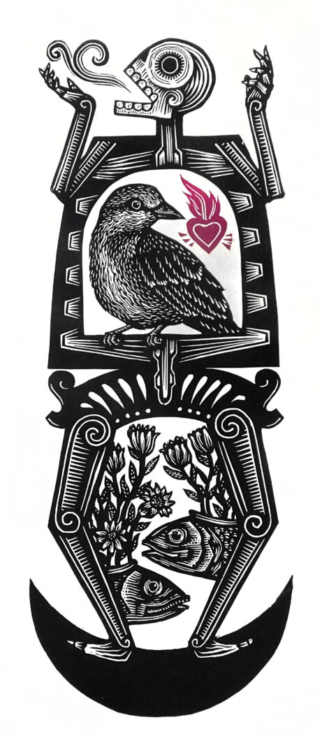 "El Poeta Linocut" print by Eduardo Robledo