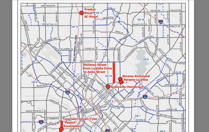 Screenshot of the City's map of projects.