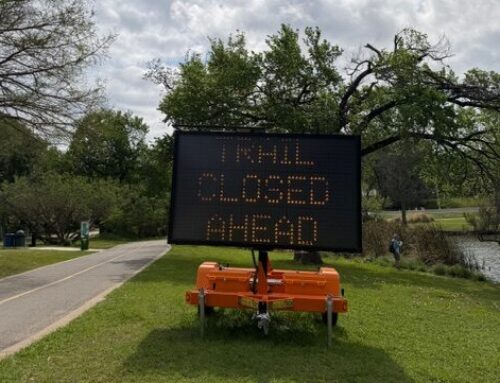 ‘Trail closed’ sign seen on White Rock Lake Trail